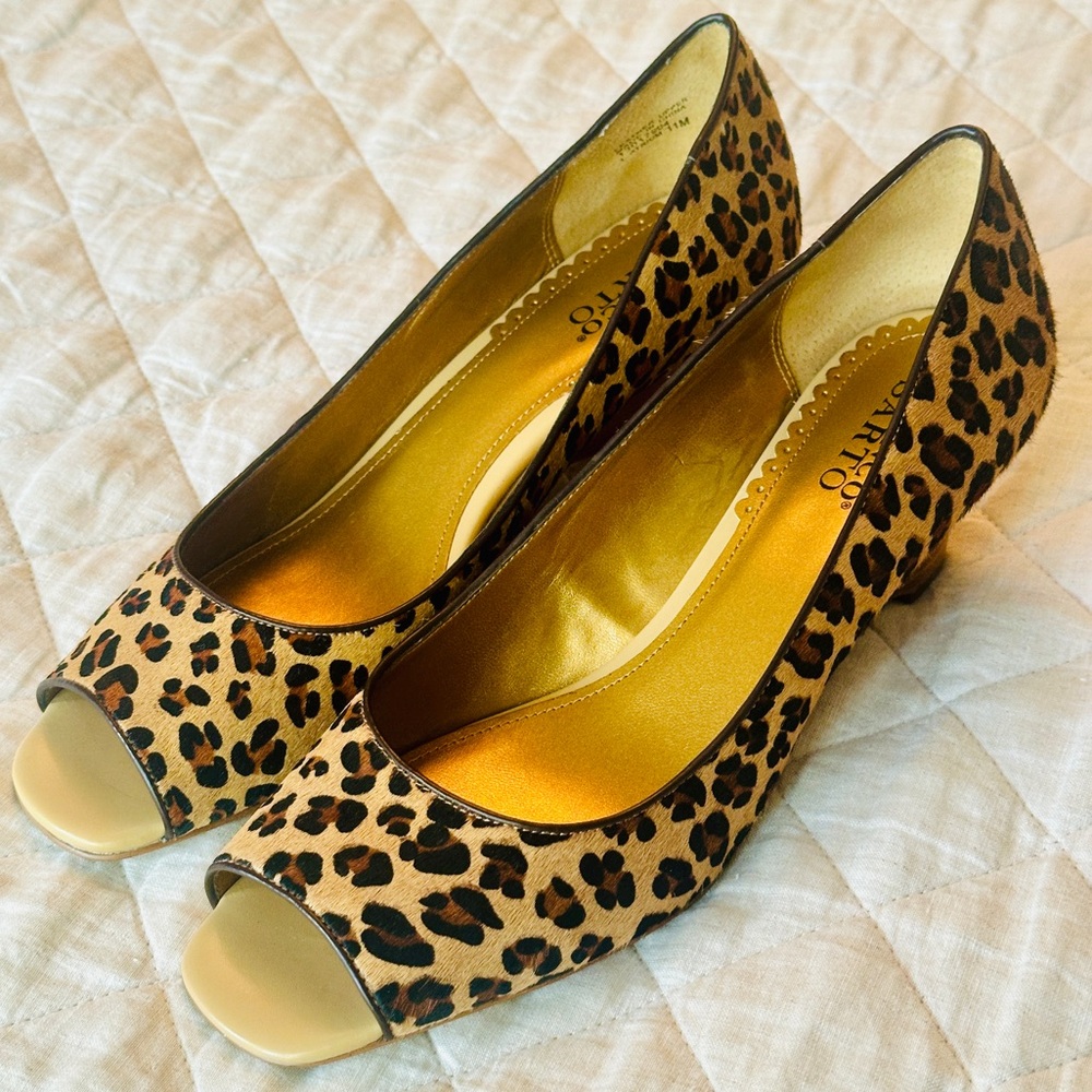 🆕 Franco Sarto Leopard Print Peep Toe Wedges. Size 11, Never worn! 🐆✨🤎💛